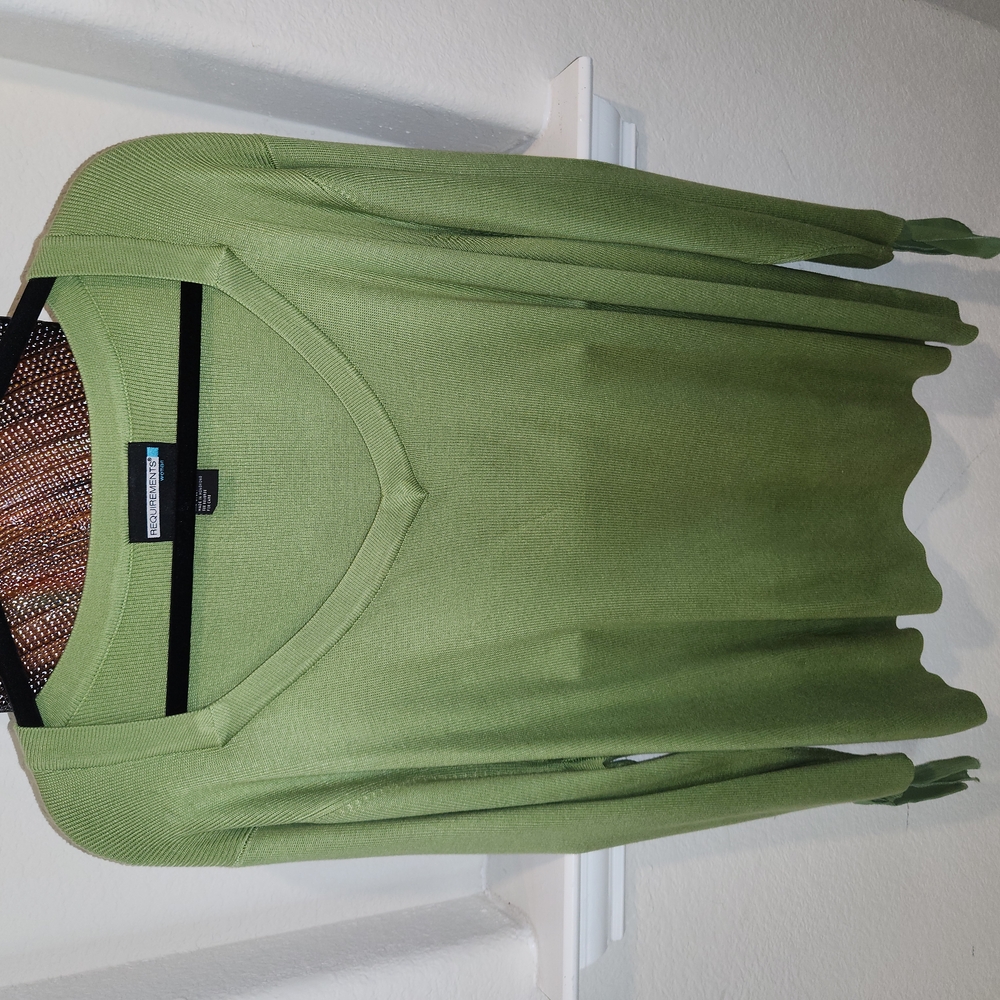 Brand V-Neck Sweater in Olive Green